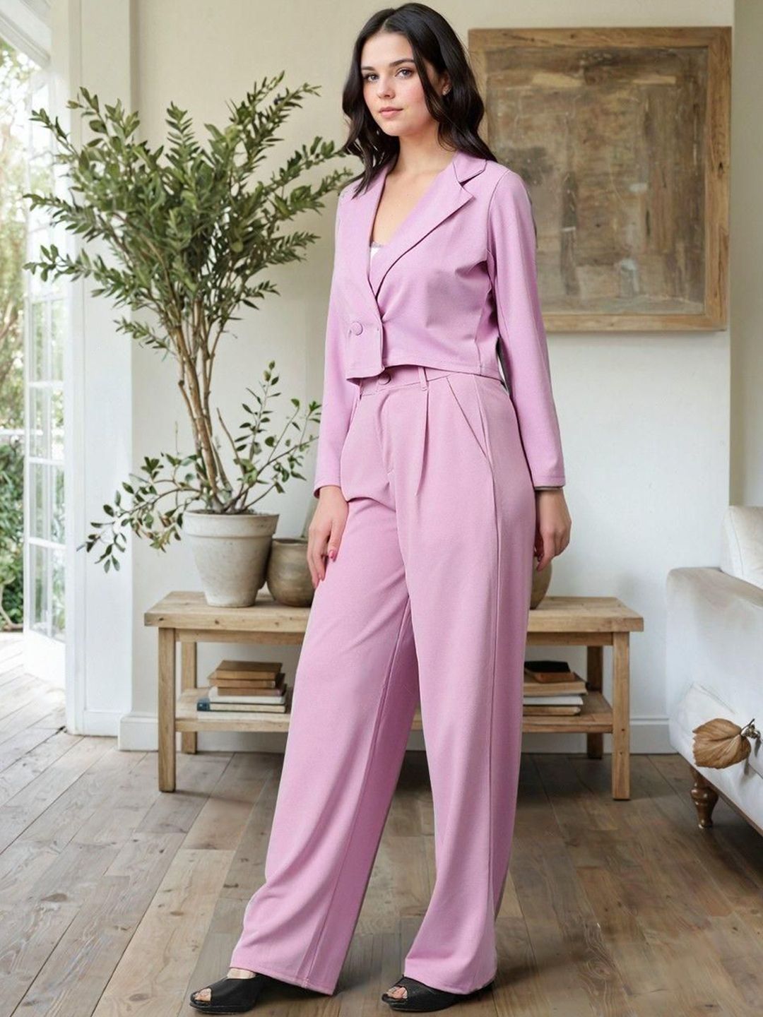 Kotty Lapel Collar Long Sleeves Coat With Trouser 