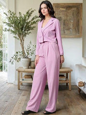 Kotty Lapel Collar Long Sleeves Coat With Trouser 