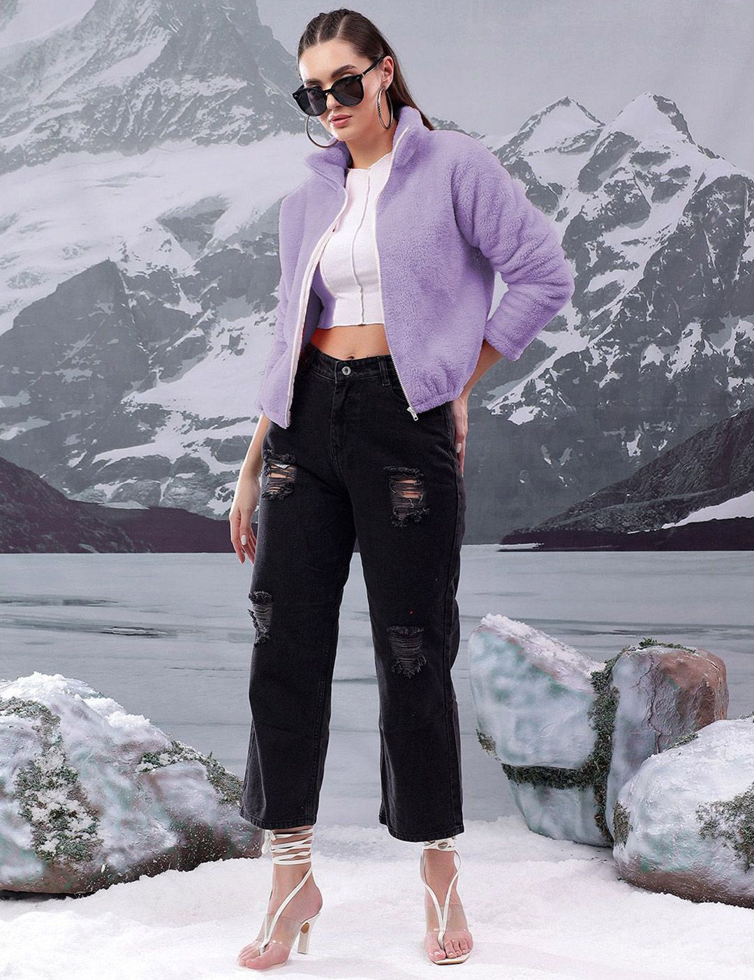 Kotty Women High Neck Front-Open Sweatshirt