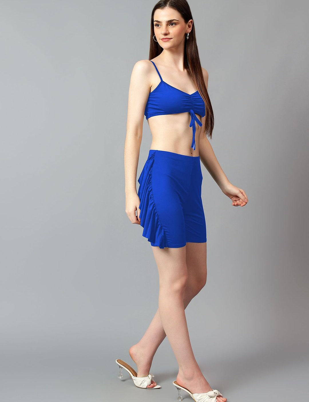 Kotty Women Shoulder Straps Blue Co-Ords Set