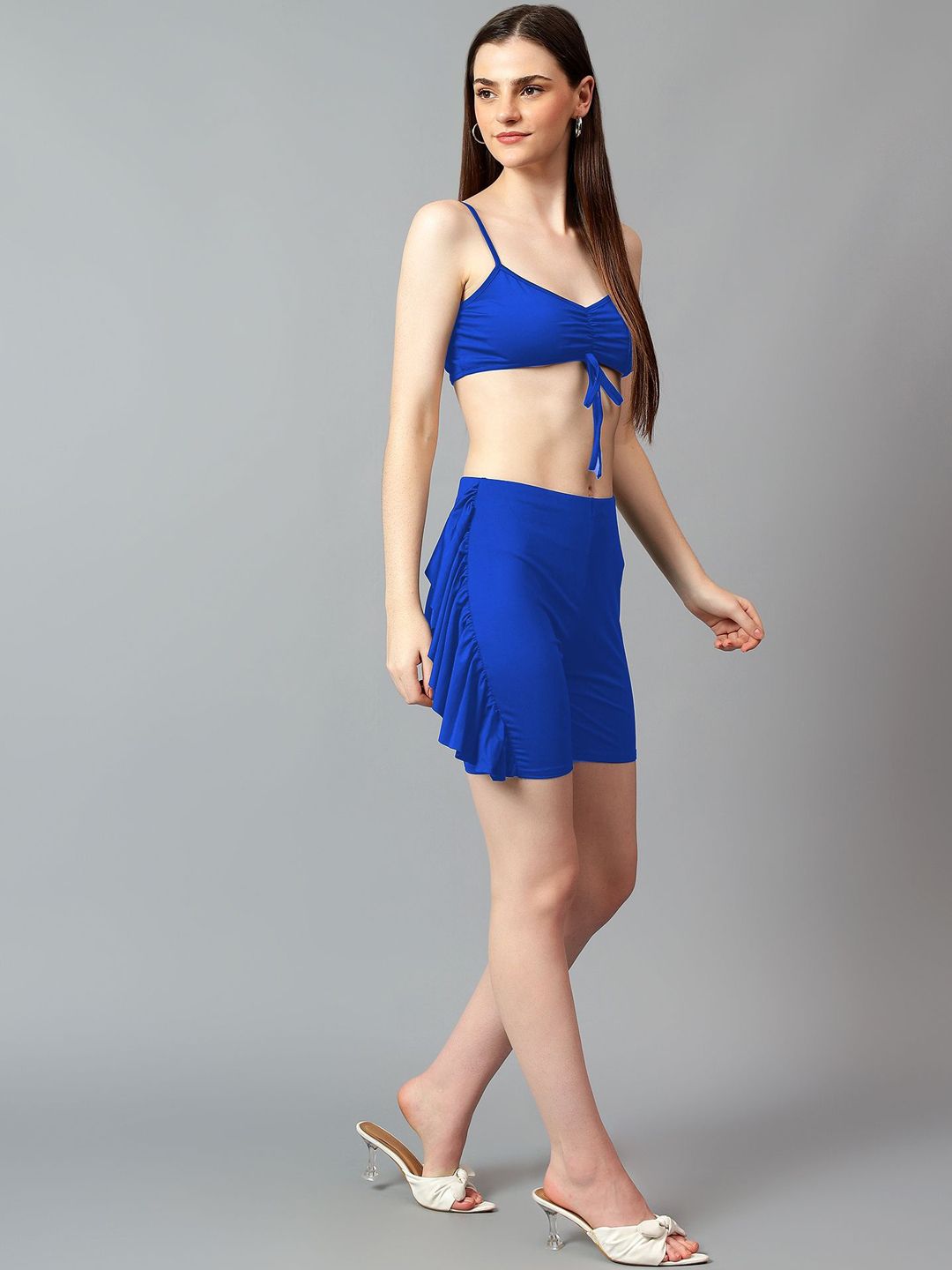 Kotty Women Shoulder Straps Blue Co-Ords Set