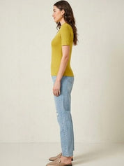 Kotty Top Golden Yellow Women's Round Short-Sleeve Fashion