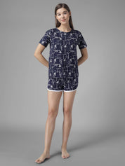 KOTTY  Printed Women Blue Night Shorts