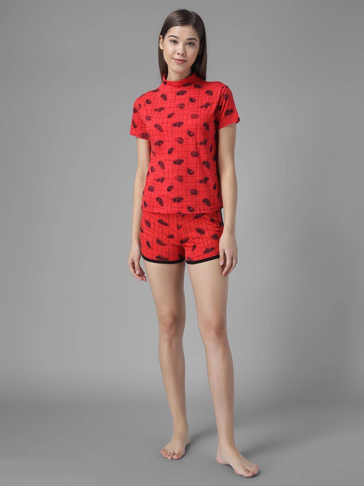 KOTTY  Printed Women Red Night Shorts