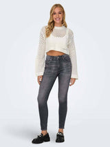Kotty Women Open Knit Cotton Crop Pullover