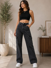 Kotty Women Jean Straight Fit High-Rise Clean Look Stretchable Jeans