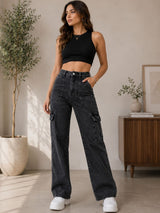 Kotty Women Jean Straight Fit High-Rise Clean Look Stretchable Jeans