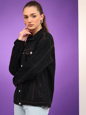 Kotty Women Spread Collar Solid Casual Denim Jacket