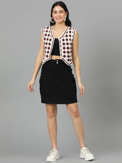 Kotty Women Geometric V-Neck Crop Top