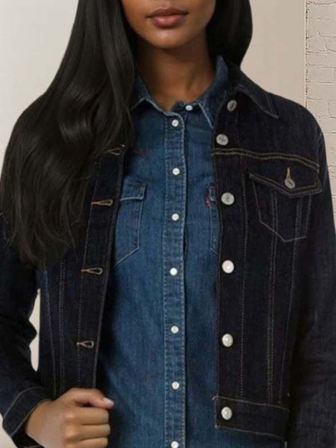 Kotty Women Spread Collar Solid Denim Jacket