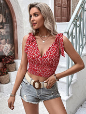 Kotty Floral Print Crepe Bralette Crop Top