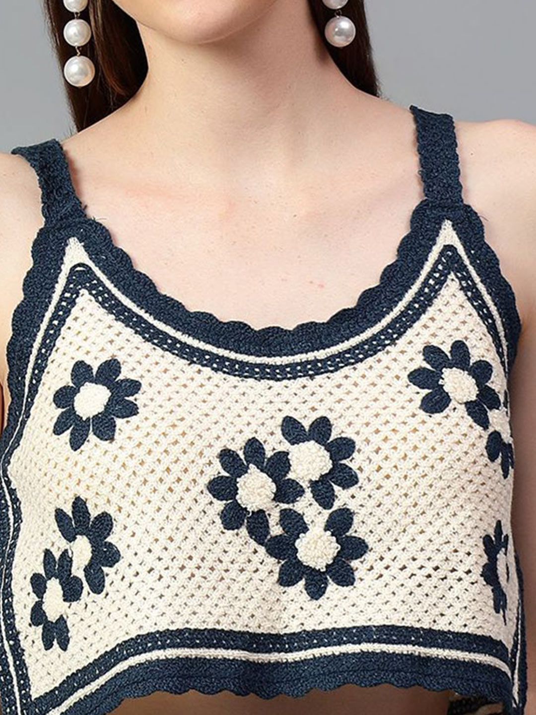 Kotty Women Self Design Scoop Neck Cotton Top