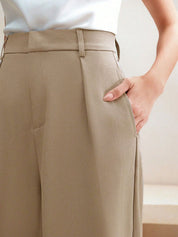 Kotty Women High-Rise Wide-Leg Pleated Korean Pants Trousers