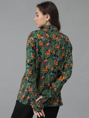 Kotty Women Spread Collar Floral Printed Cotton Oversized Casual Shirt