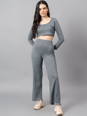 Kotty Grey Scoop Neck Top With Trouser