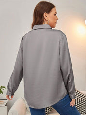 CURVE BY KOTTY Women Regular Fit Spread Collar Satin Shirt