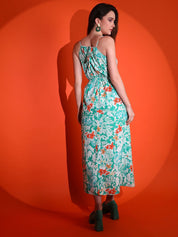 Kotty Women Floral Printed Shoulder Straps Maxi Dress