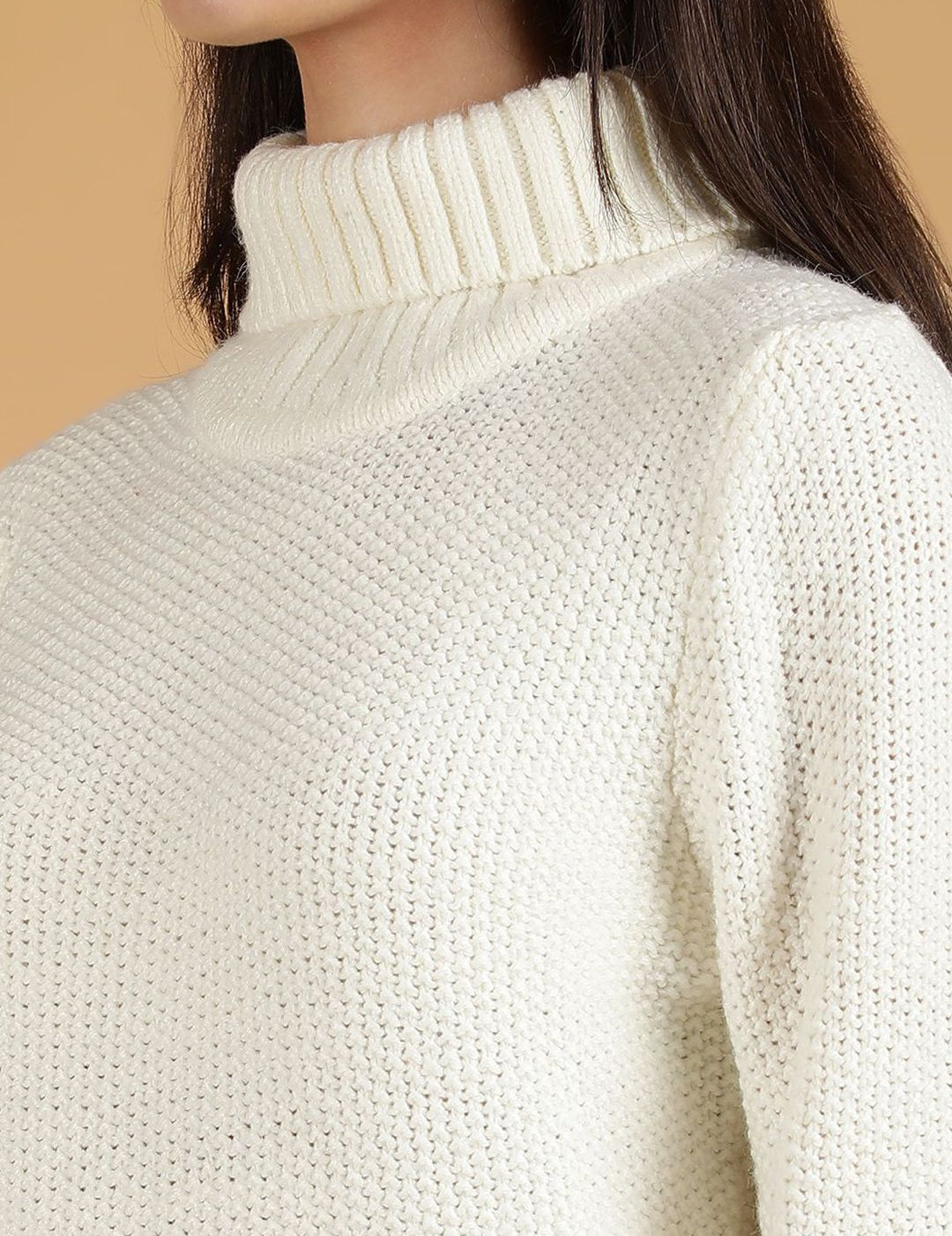 Kotty Women Cable Knit Turtle Neck Pullover Sweater