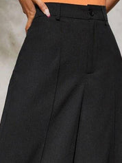 KOTTY Basics Women Relaxed Straight Wide Leg High-Rise Cropped Trousers