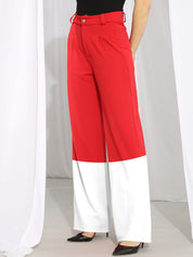Kotty Women Colourblocked High-Rise Regular Trousers