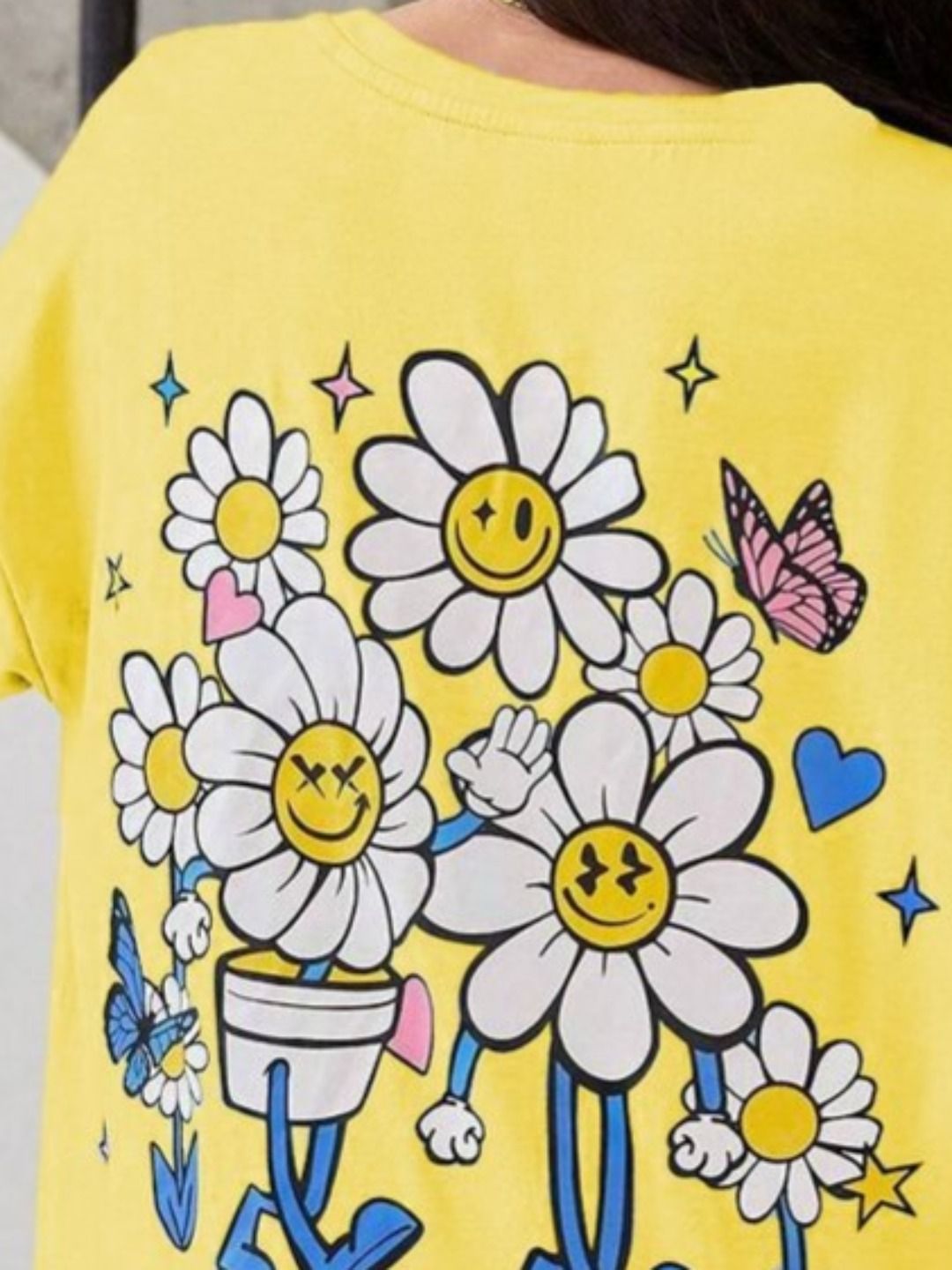 Kotty Girls Graphic Printed Round Neck Cotton Oversized T-shirt