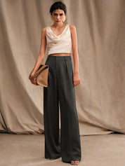 Kotty Women High-Rise Relaxed Straight Leg Pleated Wide Leg Trousers
