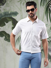 Kotty Men Spread Collar Textured Casual Shirt