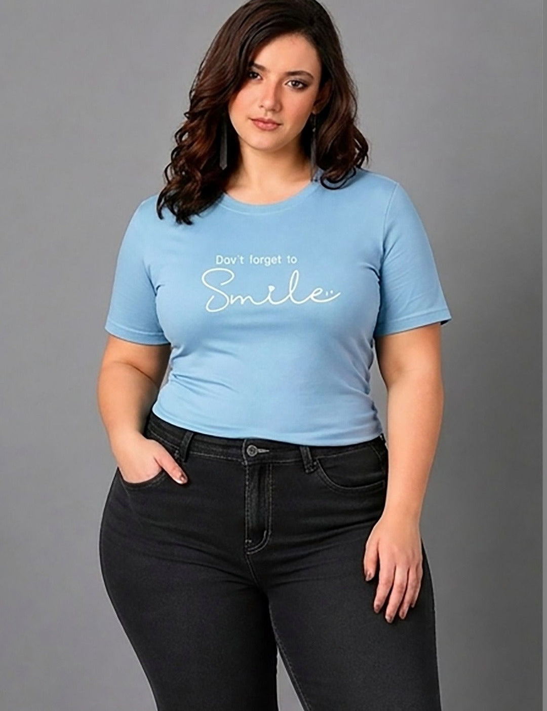 Kotty Women blue typography printed t-shirt
