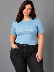 Kotty Women blue typography printed t-shirt