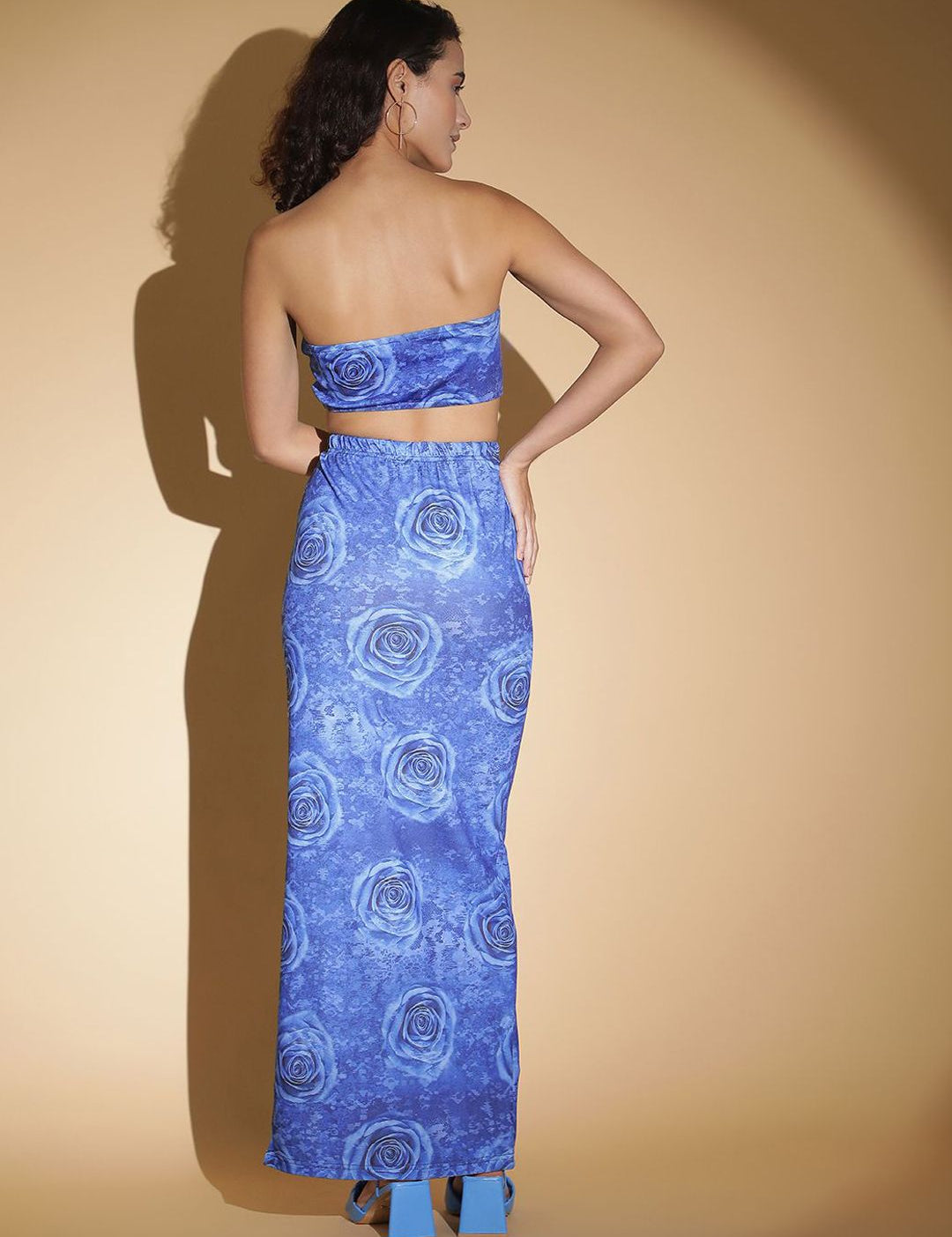  Kotty Floral Printed Strapless Top With Skirt Co-Ords