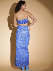  Kotty Floral Printed Strapless Top With Skirt Co-Ords