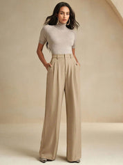 Kotty Women High-Rise  Wide-Leg Pleated Korean Pants Trousers