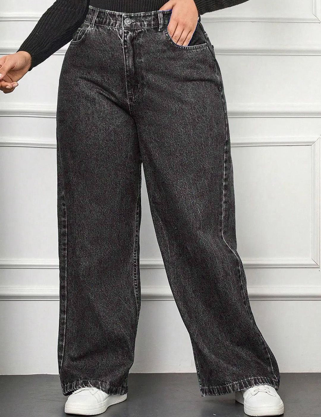 Kotty Women Wide Leg High-Rise No Fade Clean Look Non Stretchable Jeans