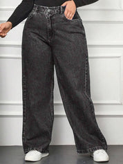 Kotty Women Wide Leg High-Rise No Fade Clean Look Non Stretchable Jeans