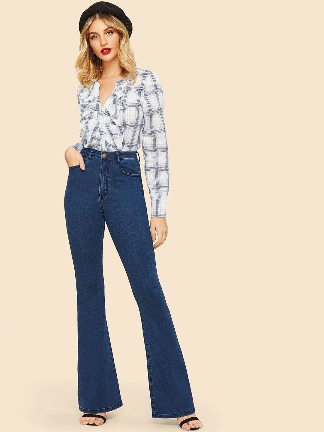 Kotty Girls Flared High-Rise Stretchable Jeans