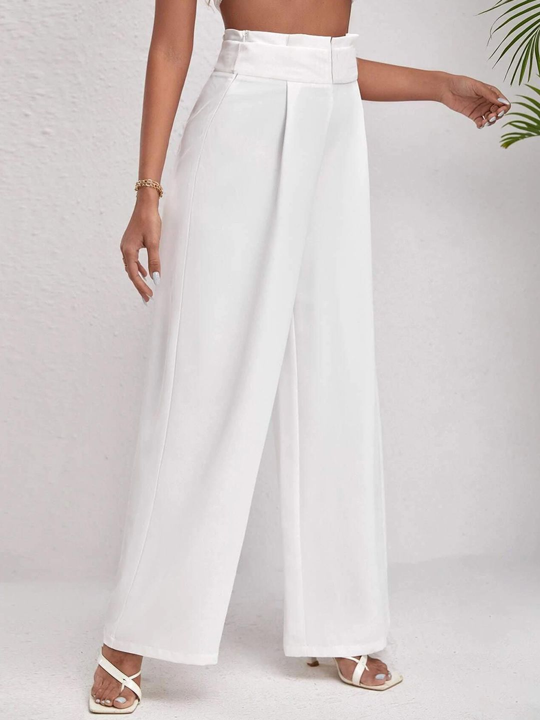 Kotty Women Wide Leg High-Rise Easy Wash Pleated Trousers