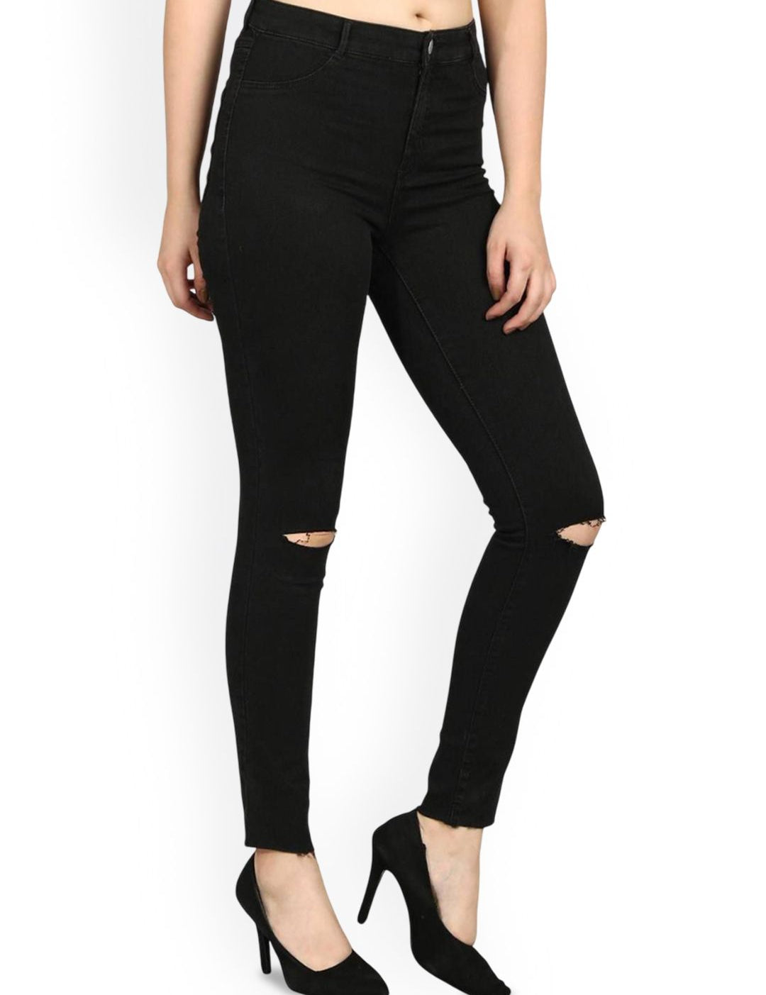 Kotty Women Skinny Fit High-Rise Stretchable Slash Knee Jeans