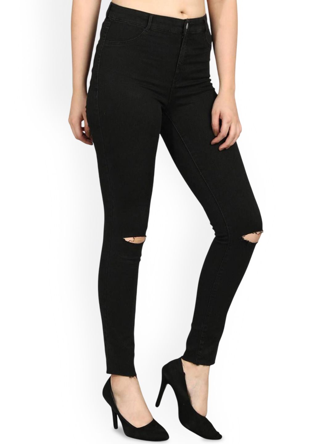 Kotty Women Skinny Fit High-Rise Stretchable Slash Knee Jeans