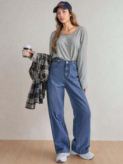 Kotty Women Boyfriend Fit High-Rise Stretchable Cotton Jeans