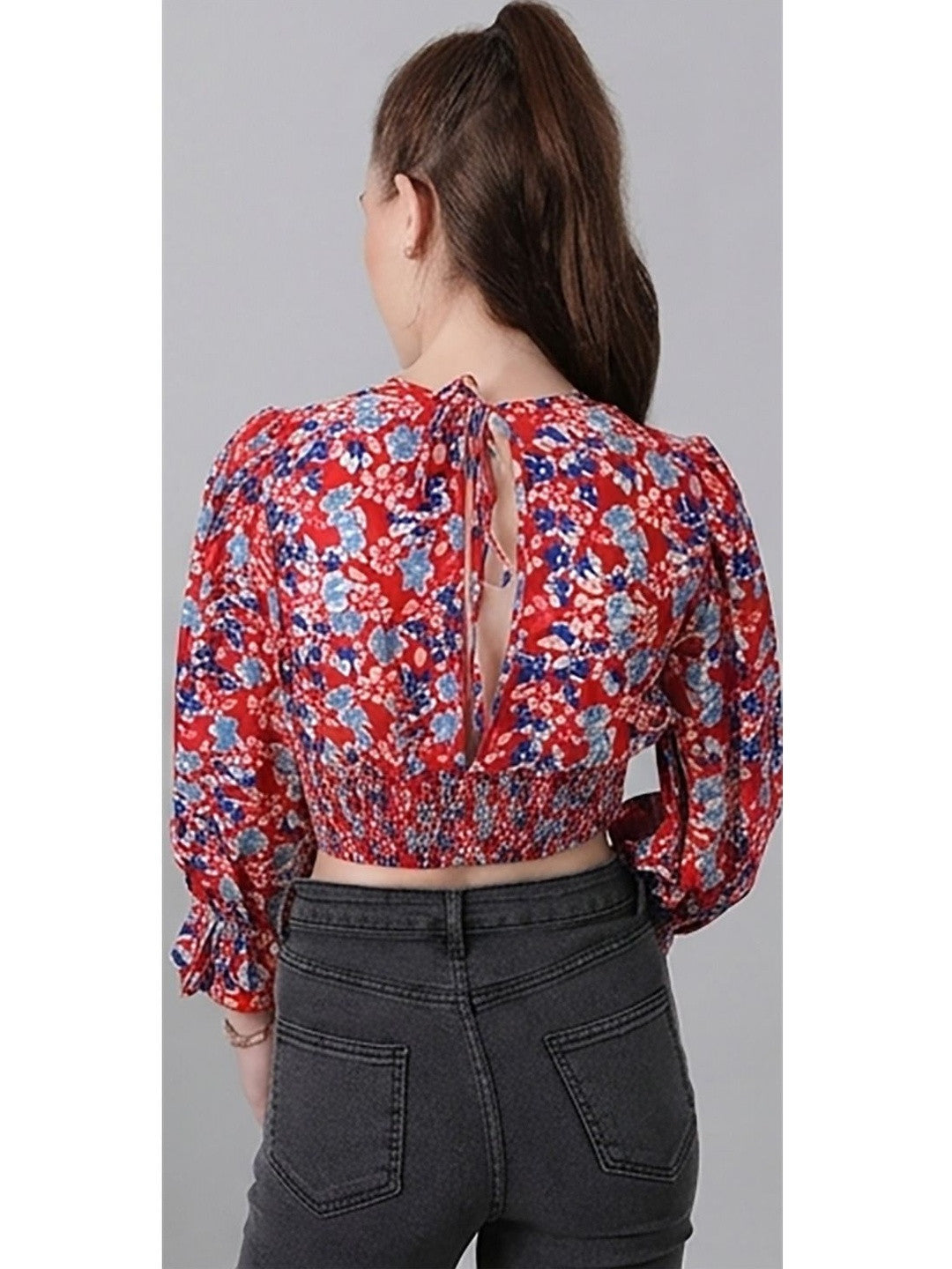 Kotty Top Multi Women's Crop Long-Sleeve Fashion Top