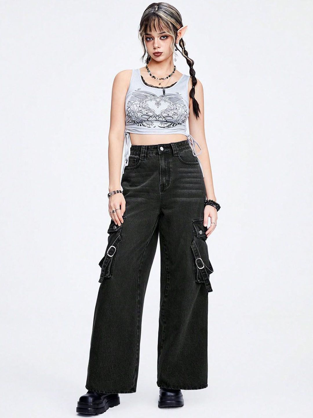 Kotty Women Jean Wide Leg High-Rise Stretchable Jeans