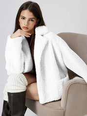 Kotty Women Lapel Collar Self Design Open Front Jacket