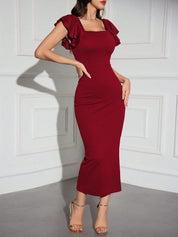 Kotty Flutter Sleeve Bodycon Maxi Dress