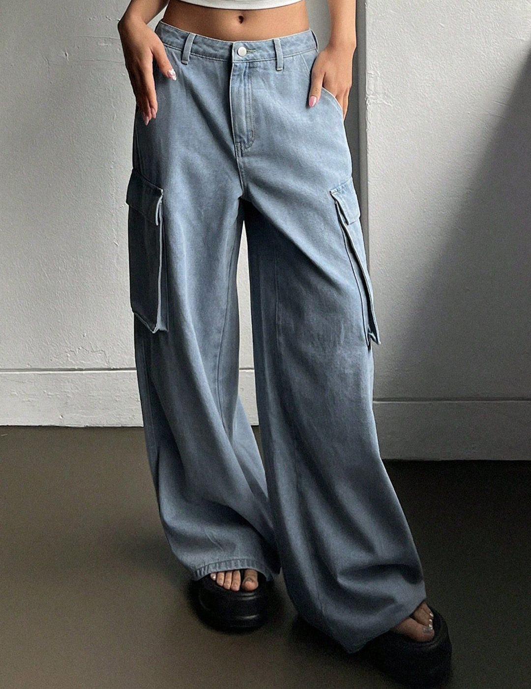 Kotty Women Cotton Blue Bootcut High-Rise Stretchable Jeans