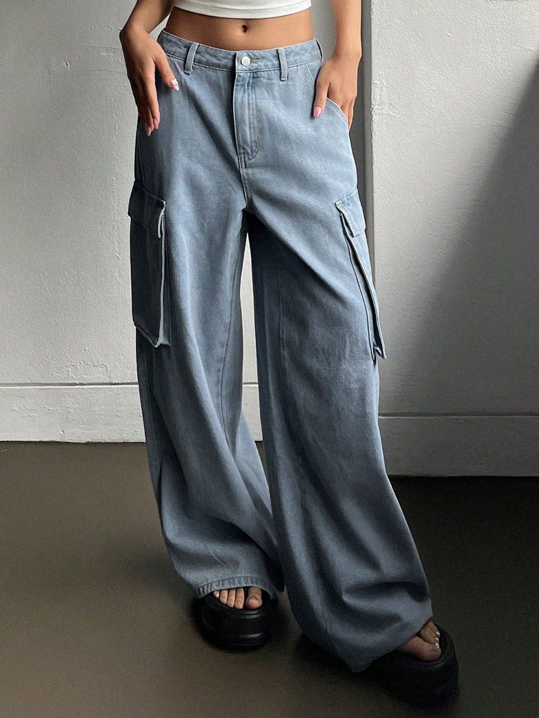 Kotty Women Cotton Blue Bootcut High-Rise Stretchable Jeans