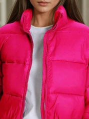 Kotty Women Stand Collar Solid Lightweight Puffer Jacket