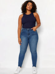 Kotty Women's Indigo Blue Round Neck Sleeveless Top | Casual Daily Wear
