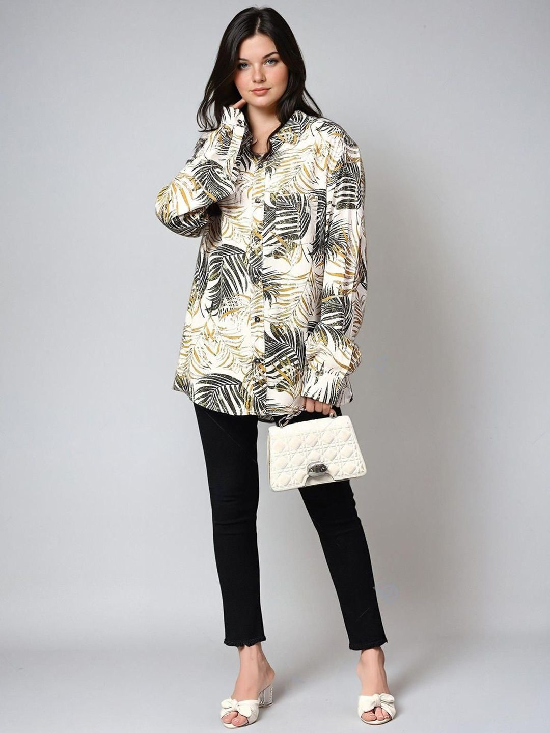 Kotty Women Spread Collar Floral Printed Cotton Casual Shirt