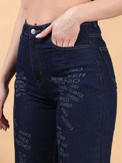 Kotty Women Straight Fit High-Rise Printed Stretchable Jeans