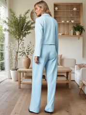 Kotty Lapel Collar Long Sleeves Coat With Trouser 